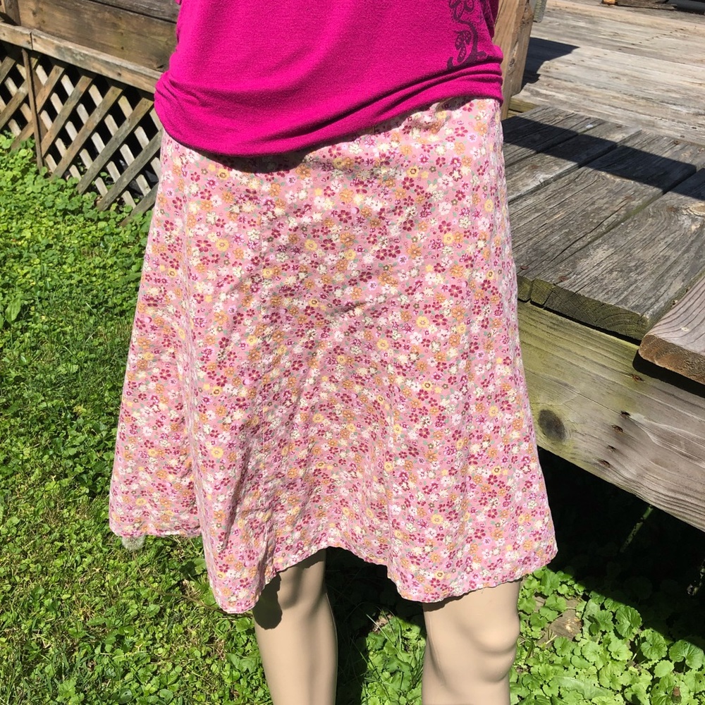 Twenty-One Sz L Pink Ditsy Floral Retro Skirt! EUC!